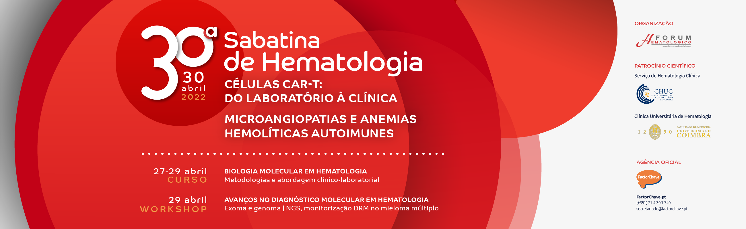 30ª Sabatina de Hematologia, Curso Teórico-Prático e Workshop - actualização 2022